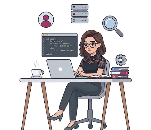 Ilustración de Claudia programando